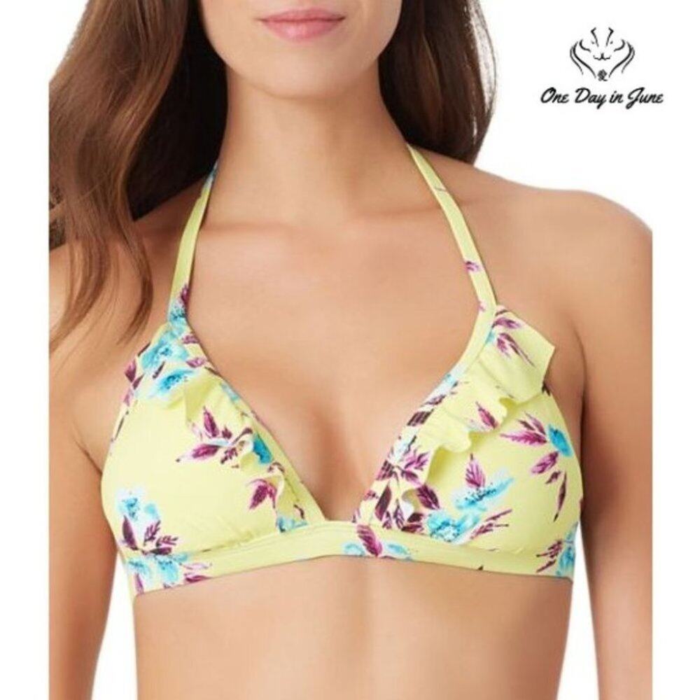 Sugar Beach Floral Triangle Bikini Top Size L
